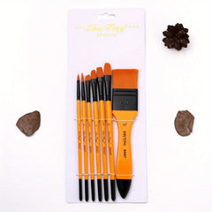 7pcs Nylon Hair Mixed Head Brush Set Acrylic Art Painting Material