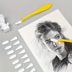 22pcs Adjustable Cotton Head Sketch Erase Set w/ Long Handles & Sponge Tips