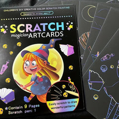 9pcs Cartoon Magic Art Card DIY Graffiti Set Painting Book