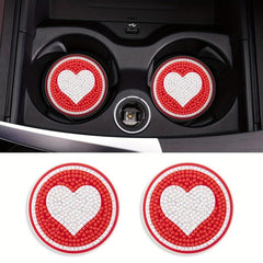 DIY Red Diamond Car Coasters - Add a Touch of Love to Your Car Interior