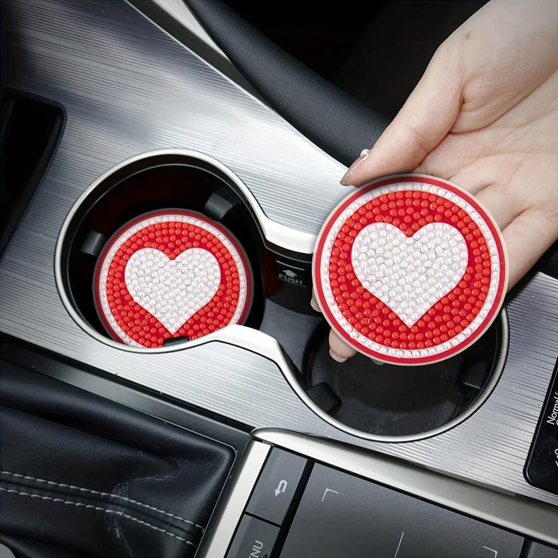 DIY Red Diamond Car Coasters - Add a Touch of Love to Your Car Interior