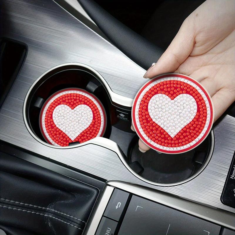 DIY Red Diamond Car Coasters - Add a Touch of Love to Your Car Interior