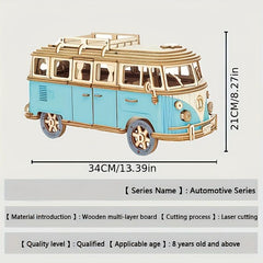Wooden Puzzle Camping Car 3D Building Block Educational Toy