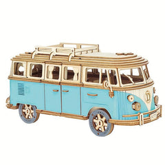 Wooden Puzzle Camping Car 3D Building Block Educational Toy