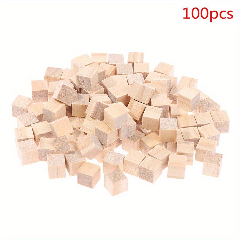100pcs Small Wooden Blocks Square Pine Wooden Blocks Diy Geometric Cube