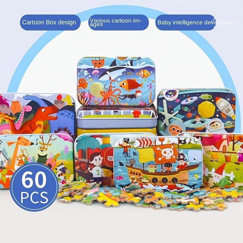60pcs Jigsaw Puzzle Cartoon Animal Vehicle Educational Toys For Kids