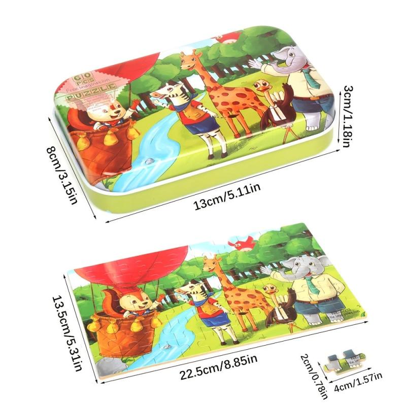 60pcs Jigsaw Puzzle Cartoon Animal Vehicle Educational Toys For Kids