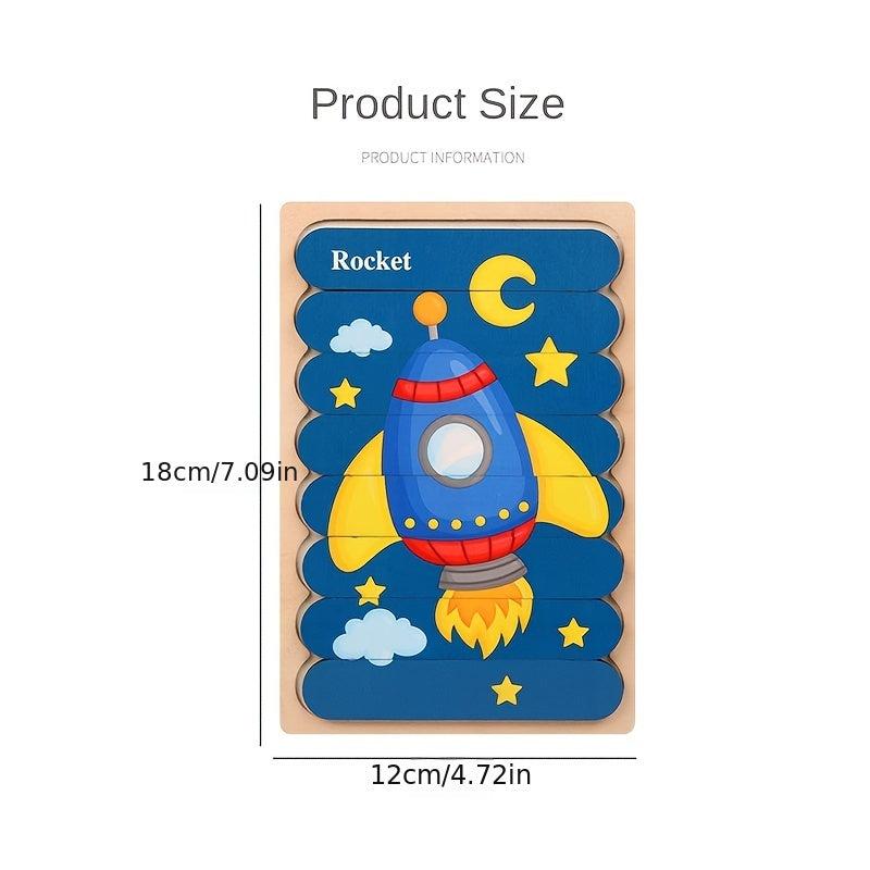 Animal Wooden Puzzles Kids Jigsaw Game Educational Toys