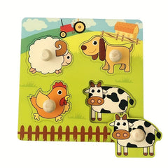 Farm Wooden Puzzle Board for Kids - Preschool Educational Toy