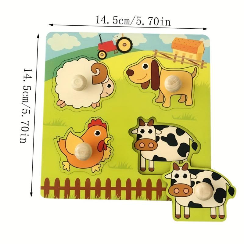 Farm Wooden Puzzle Board for Kids - Preschool Educational Toy