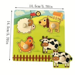 Farm Wooden Puzzle Board for Kids - Preschool Educational Toy