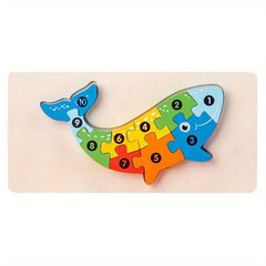 Montessori Wooden Cartoon Animal Car Puzzle For Kids - Dinosaur Education Puzzle