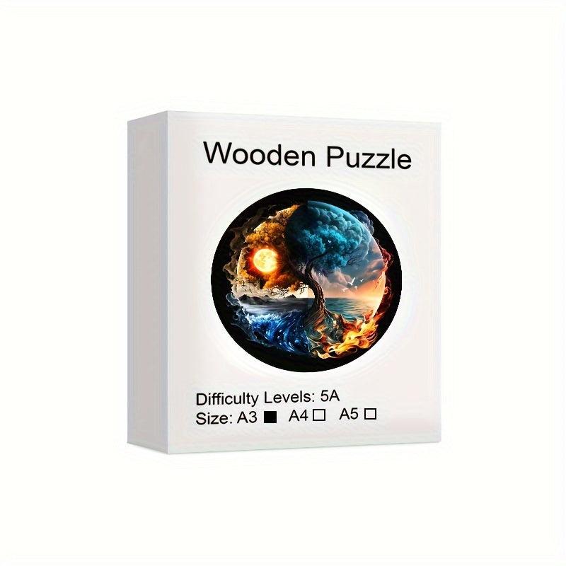 Wooden Puzzle Yin yang Tree Puzzle Two Level Party Favor