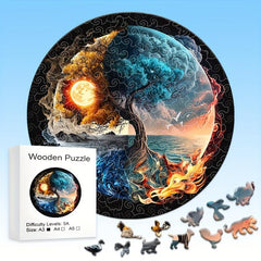 Wooden Puzzle Yin yang Tree Puzzle Two Level Party Favor