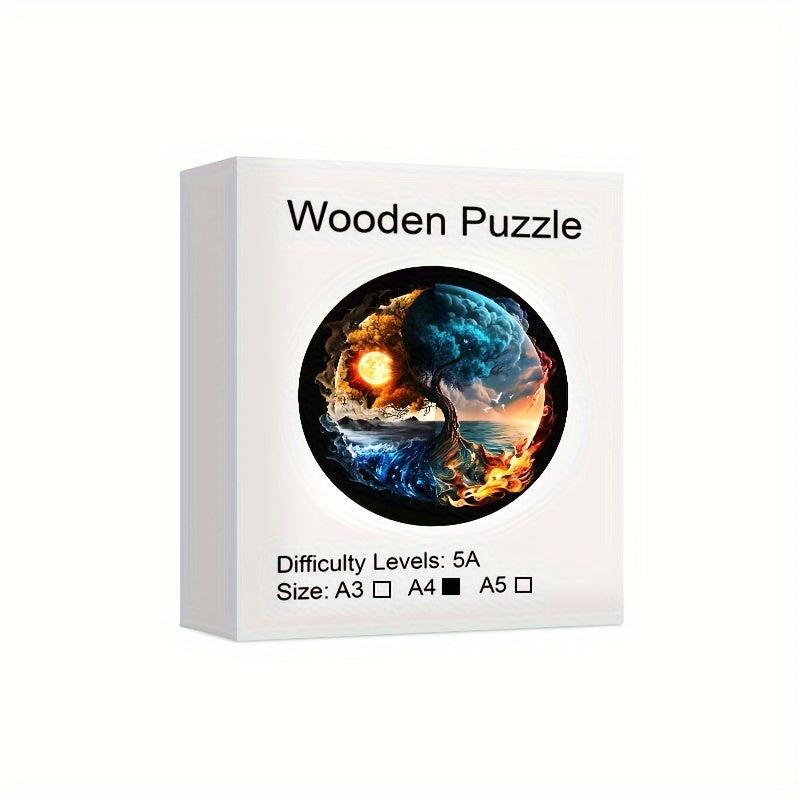 Wooden Puzzle Yin yang Tree Puzzle Two Level Party Favor