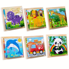Wooden Block Puzzle Toddler 1-3 Years Kids Educational Animal Puzzle