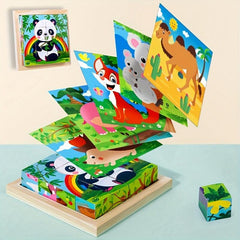 Wooden Block Puzzle Toddler 1-3 Years Kids Educational Animal Puzzle