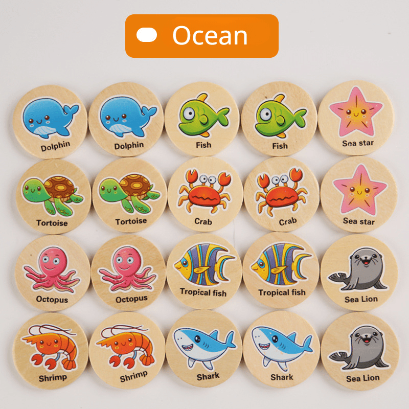 Animal Memory Chess Puzzle Game Kids Educational Wooden Toys