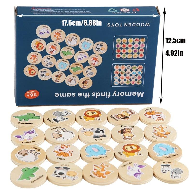 Animal Memory Chess Puzzle Game Kids Educational Wooden Toys
