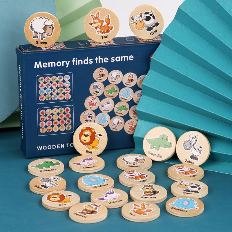 Animal Memory Chess Puzzle Game Kids Educational Wooden Toys