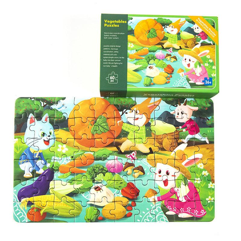 60 Piece Cartoon Animal Fruit Puzzles Kids Educational Learning Toys