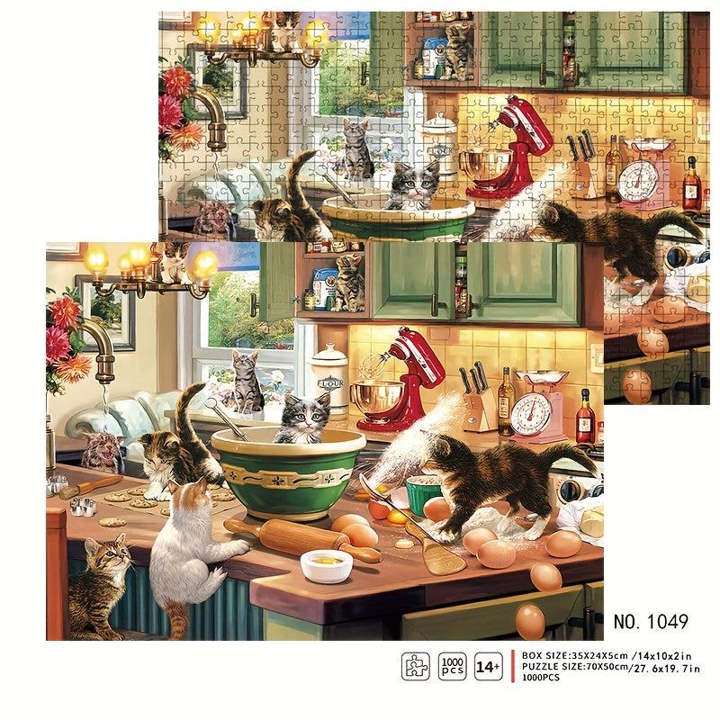 1000 Piece Kitchen Kitten Theme Puzzle for Adults & Kids