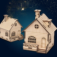 Wooden House Shape Eight-tone Music Box for Children Gift