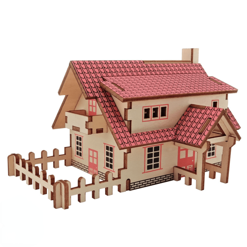 Wooden House 3D Jigsaw Puzzle Educational DIY Model Toy Gift