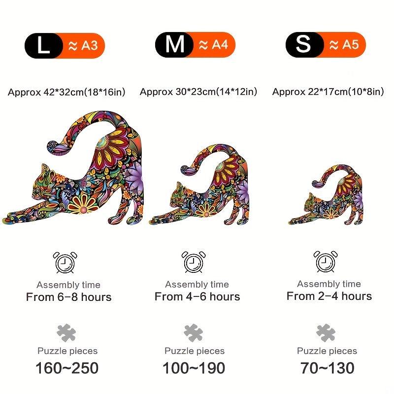 Big Flower Cat Puzzle Animal Jigsaw Puzzle Adult Decompression Round Hard Toy