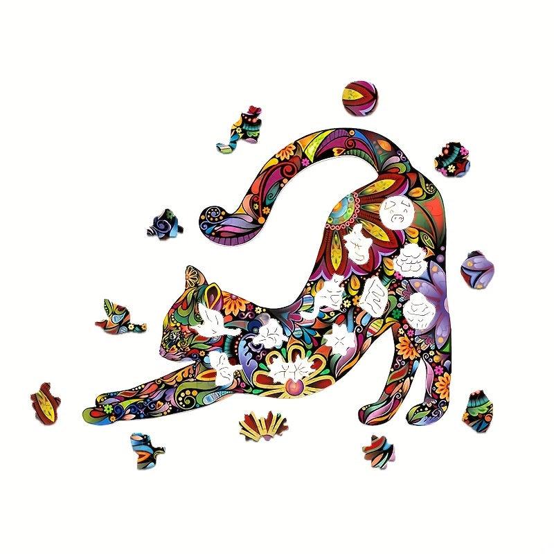 Big Flower Cat Puzzle Animal Jigsaw Puzzle Adult Decompression Round Hard Toy