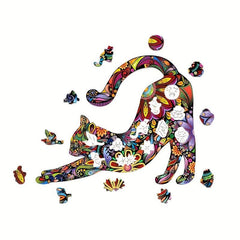 Big Flower Cat Puzzle Animal Jigsaw Puzzle Adult Decompression Round Hard Toy