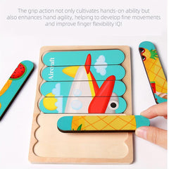 Wooden Strip Puzzle Children's Cartoon Transportation Educational Toy