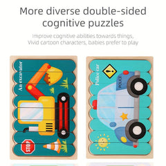 Wooden Strip Puzzle Children's Cartoon Transportation Educational Toy
