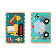 Wooden Strip Puzzle Children's Cartoon Transportation Educational Toy