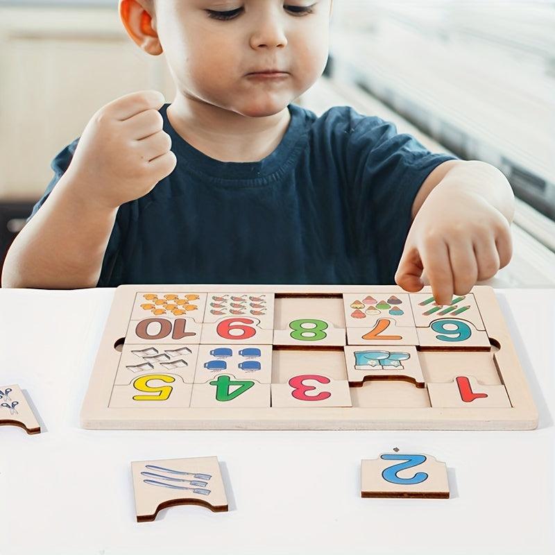 Wooden Number Matching Puzzle for Kids - Enhance Early Math Skills