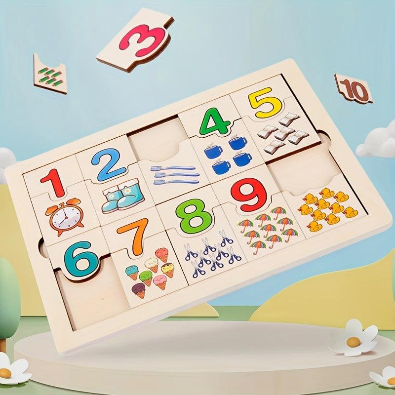 Wooden Number Matching Puzzle for Kids - Enhance Early Math Skills
