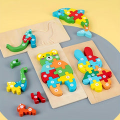 Wooden Dinosaur 3D Jigsaw Puzzle Toy for Children