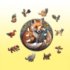 Fox Wooden Puzzle YINYANG Series Halloween Christmas Family Friends