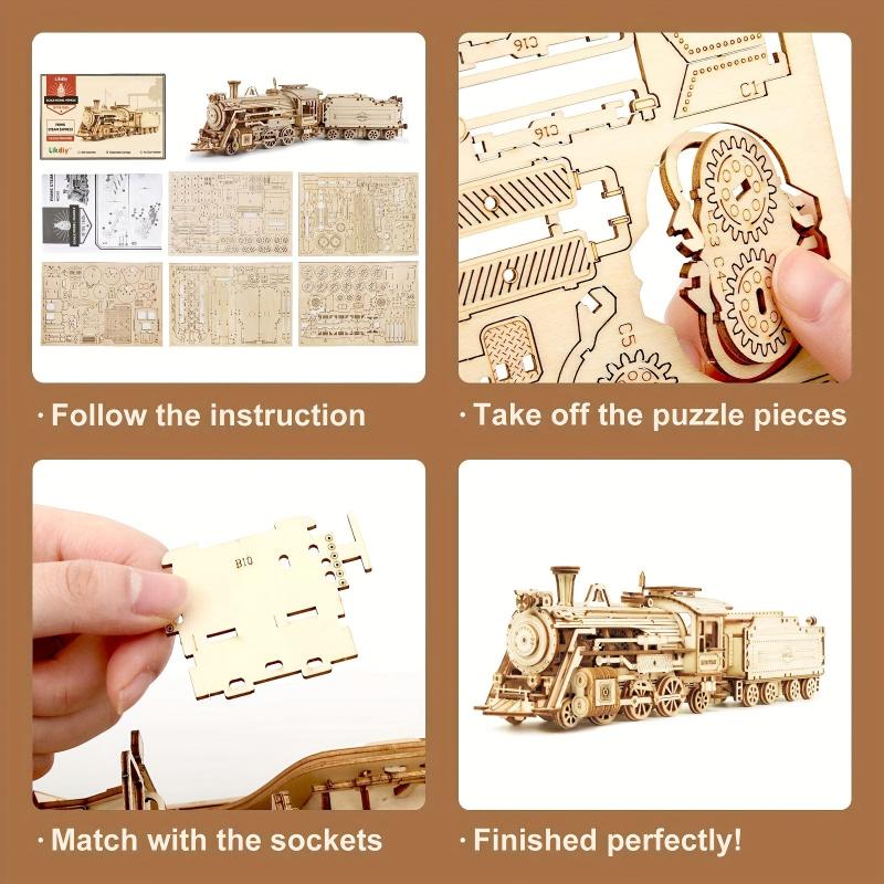 3D Wooden Puzzle Adults 1 80 Scale Mechanical Train Model Kits