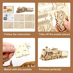3D Wooden Puzzle Adults 1 80 Scale Mechanical Train Model Kits