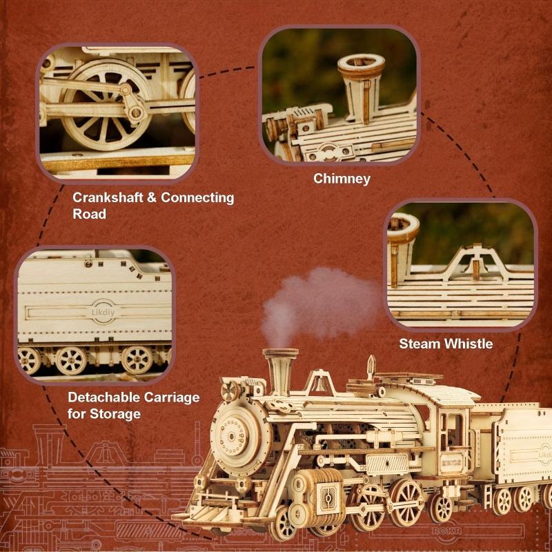 3D Wooden Puzzle Adults 1 80 Scale Mechanical Train Model Kits