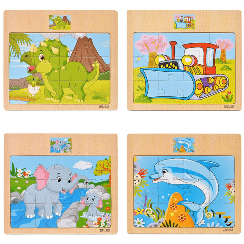 Hot Wooden Kids Baby Cartoon Vehicle Animals Educational Toys Gift