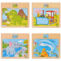 Hot Wooden Kids Baby Cartoon Vehicle Animals Educational Toys Gift