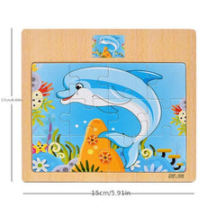Hot Wooden Kids Baby Cartoon Vehicle Animals Educational Toys Gift
