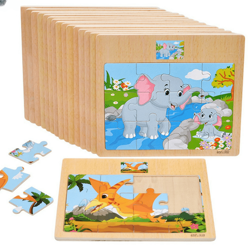 Hot Wooden Kids Baby Cartoon Vehicle Animals Educational Toys Gift