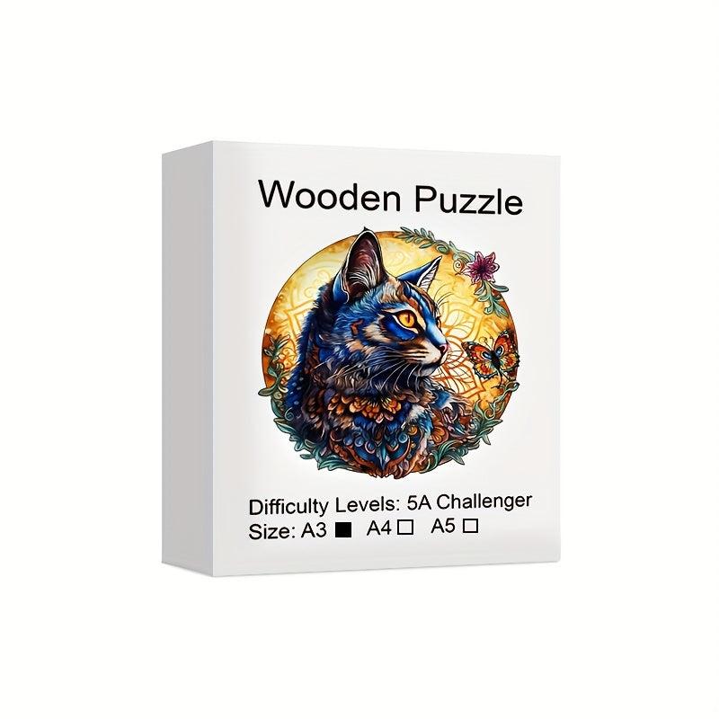 Cat Wooden Puzzle Irregular Animal Pieces Difficult Fun Party Game
