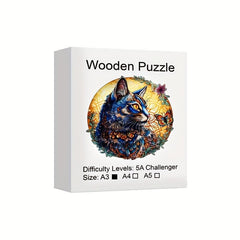 Cat Wooden Puzzle Irregular Animal Pieces Difficult Fun Party Game
