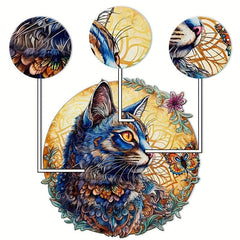 Cat Wooden Puzzle Irregular Animal Pieces Difficult Fun Party Game