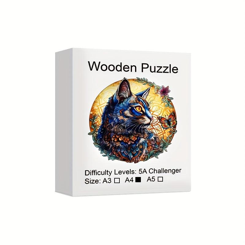 Cat Wooden Puzzle Irregular Animal Pieces Difficult Fun Party Game