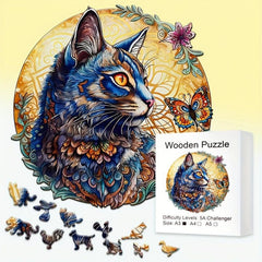 Cat Wooden Puzzle Irregular Animal Pieces Difficult Fun Party Game